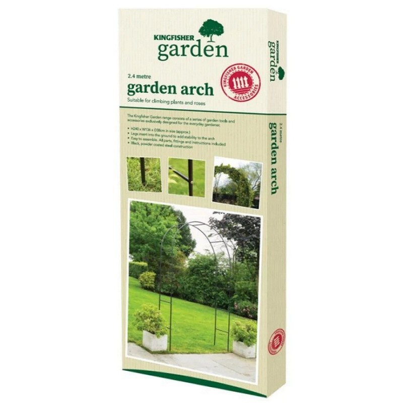 Kingfisher 2.4M Self Assembly Garden Arch For Climbing Plants and Roses 2.4m 