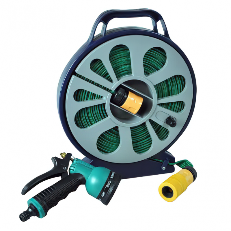 Kingfisher 50ft Garden Flat Hose Pipe Reel Watering Set 515FPC