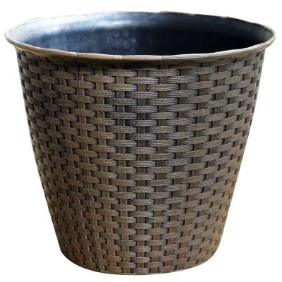 Kingfisher Rattan House Garden Flower Plant Pot Interwoven Design 13.5 inch PPOT03