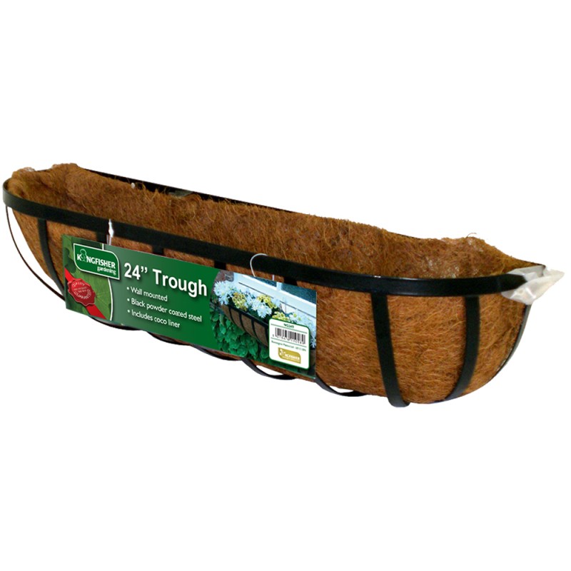 Kingfisher Wall Trough Wrought Iron Flower Planter Coco Liner