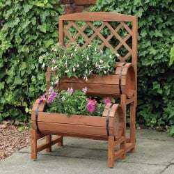 Kingfisher Wooden Decorative Twin Barrel Plant Flower Planter Trellis PLANTER6