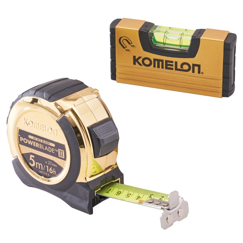 Komelon PowerBlade 5m Tape Measure & Mini Level MPT57EML Sealants and