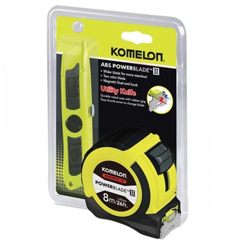 KOMELON PowerBlade Measuring Tape Measure Nylon 27mm Blade Double Sided 5M or 8M 