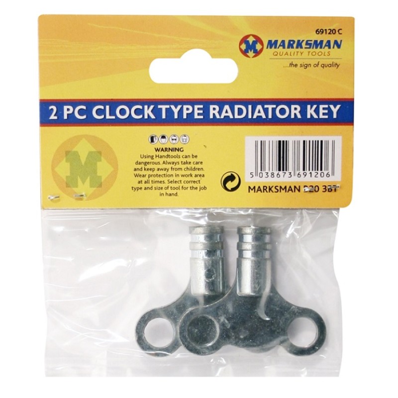 Marksman 2pc Metal Radiator Air Valve Bleed Key 69120C Sealants and