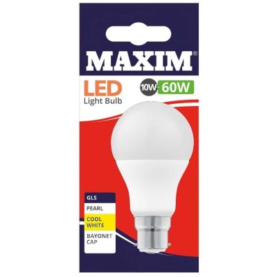 Maxim LED Bayonet Low Energy Light Bulb 10w = 60w GLS Cool White