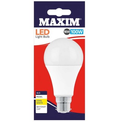 Maxim LED Bayonet Low Energy Light Bulb 16w = 100w GLS Cool White 