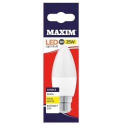 Maxim LED Bayonet Low Energy Candle Light Bulb 3w = 25w Cool White 