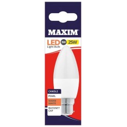 Maxim LED Bayonet Low Energy Candle Light Bulb 3w = 25w Warm White