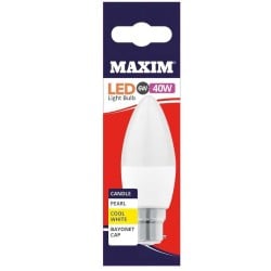 Maxim LED Bayonet Low Energy Candle Light Bulb 6w = 40w Cool White
