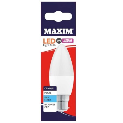 Maxim LED Bayonet Low Energy Candle Light Bulb 6w = 40w Day Light 