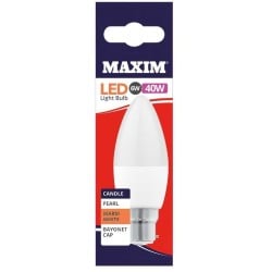 Maxim LED Bayonet Low Energy Candle Light Bulb 6w = 40w Warm White 