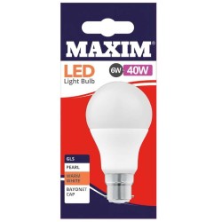 Maxim LED Bayonet Low Energy Light Bulb 6w = 40w GLS Warm White