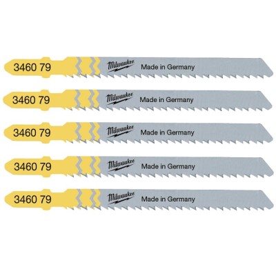 Milwaukee Jigsaw Blade Wood PVC and Plastic Downward Cutting T101BR 4932346079 5pk