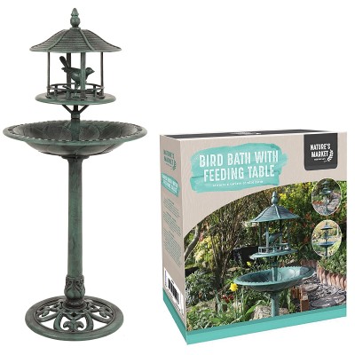Natures Market Decorative Garden Bird Bath Sheltered Feeding Table BB01