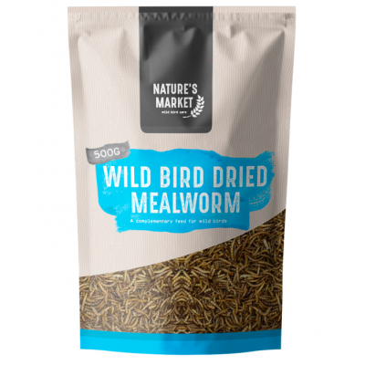Natures Market Wild Bird Food Dried Mealworms 500g Lrg Bag BFMW06