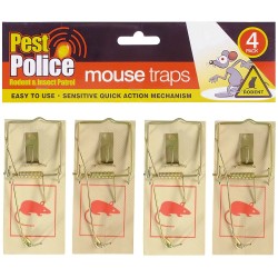 Pest Police Wooden Mouse Traps 4 Pack O311873