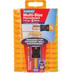 Plasplugs MNF555 Multi Size Plasterboard Wall Plug Fixings 50 Pack XMS24PLUG2