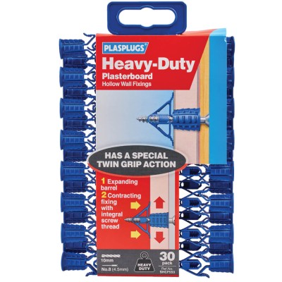 Plasplugs SHCF553 Plasterboard Hollow Wall Fixings Heavy Duty 30pk XMS24PLUG6