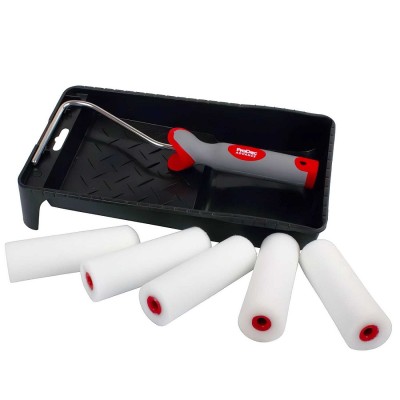 Prodec Advance Mini Gloss Paint Rad Roller Frame Foam Sleeve 7pc Kit PRRT016
