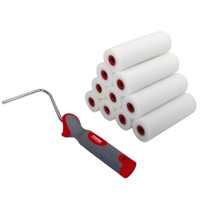 Prodec Advance Mini 100mm Foam Gloss Stain Rad Roller Sleeve Frame 11pc Set PRRF001
