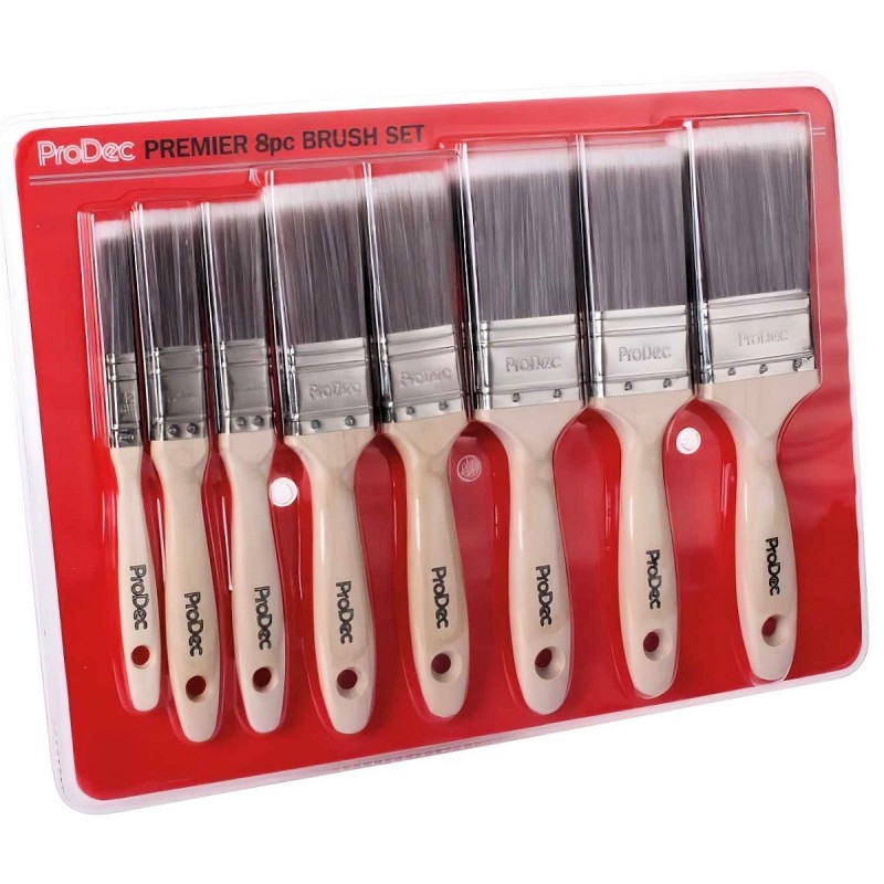 Prodec 8pc Premier Synthetic Paint Brush Set PBPT062 Sealants and