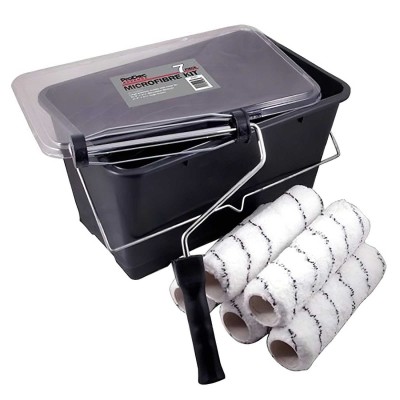 Prodec 7pc Microfibre 9 inch Paint Roller Sleeve Frame Scuttle Set ARKT001
