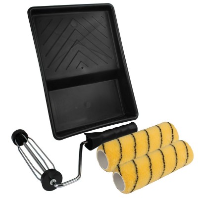 Prodec Twin 9 inch Paint Roller Frame Tray Emulsion Masonry 4pc Kit PRRT008