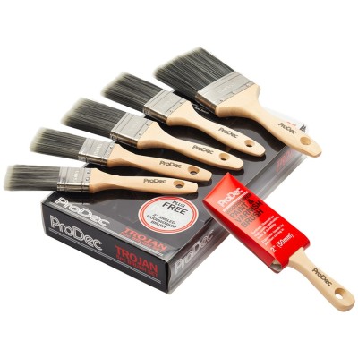 Prodec 6pc Trojan Synthetic Decorators Paint & Varnish Brush Set PBPT056