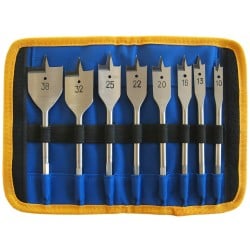 PTI FBS 8pc Flat Spade Wood Drill Bit Set in Storage Pouch FBS08 