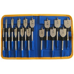 PTI FBS 16pc Flat Spade Wood Drill Bit Set in Storage Pouch FBS16 