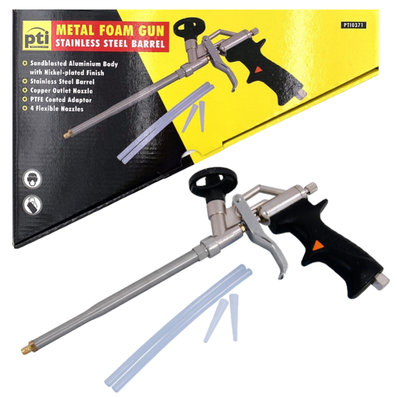 PTI PTI0371 Expanding Foam Applicator Metal Gun and Nozzles Sealants