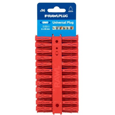 Rawlplug Red Uno Wall Plugs 6mm x 28mm Pack of 96 68520