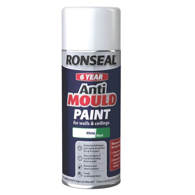 Ronseal Anti Mould 6 Year Paint White Matt 400ml Aerosol Spray