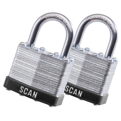 Scan Laminated Steel Padlock 40mm x 66mm Twin Pack SCAPLLAM40KA