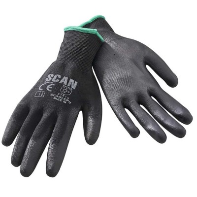 Scan PU Poly Palm Work Gloves Large 12 Pairs SCAGLOPU12