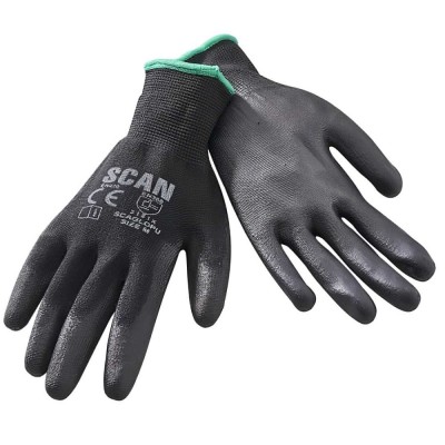 Scan PU Poly Palm Work Gloves 5 Pairs Large SCAGLOPU5