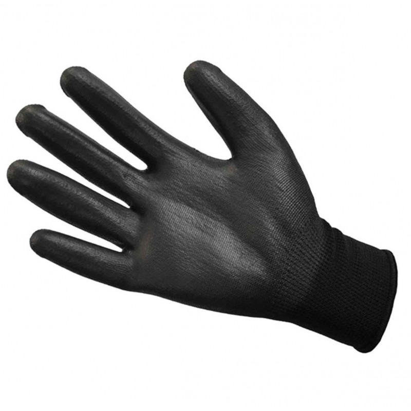 Scan SCAGLOPU12 Black Pu Coated Gloves - Size 9 - Pack 12