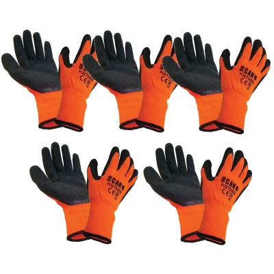 Scan Hi-Vis Latex Thermal Work Gloves Extra Large 5 Pairs SCAGLOKSTH5X