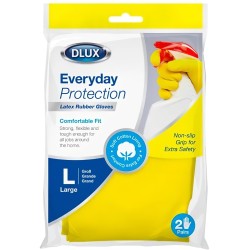 Dlux Heavy Duty Large Latex Rubber Cleaning Gloves 2 Pairs 2293