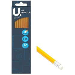 U Draw 12 x HB Eraser Pencils Pre Sharpened P2414