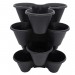 Strawberry and Flower Stackable Planter Plant Pots Black THW87-B