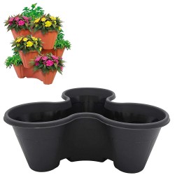 Strawberry and Flower Stackable Planter Plant Pots Black THW87-B