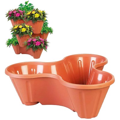 Strawberry and Flower Stackable Planter Plant Pots Terracotta THW87-T