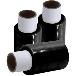 Omega-tech Roll & Wrap BLACK Stretch Mini Hand Wrap Rolls 100mm x 150m Pk3