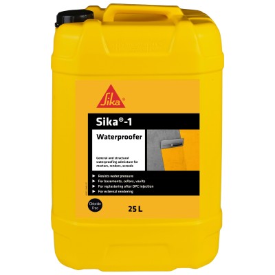 Sika 1 Waterproofer Water Proofing Admixture 25 Litre SK1WAT25 5 x 5L