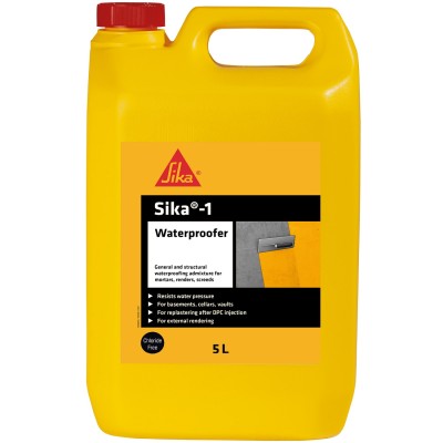 Sika 1 Waterproofer Water Proofing Admixture 5 Litre 114448 SK1WAT5