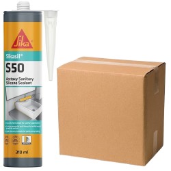 Sika Everbuild Tecnic Sikasil S50 Mid Mod Acetoxy Sanitary Sealant Box of 25