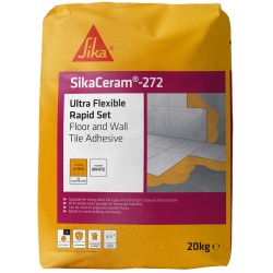 Sika Sikaceram 272 Ultra Flexible Rapid Int Ext Floor Wall Tile Adhesive White 20kg 
