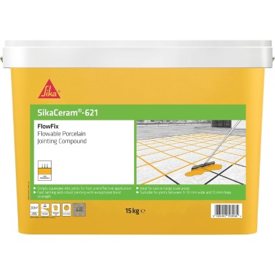 Sika SikaCeram 621 Flowfix BUFF Flowable Porcelain Paving Jointing Compound 15kg