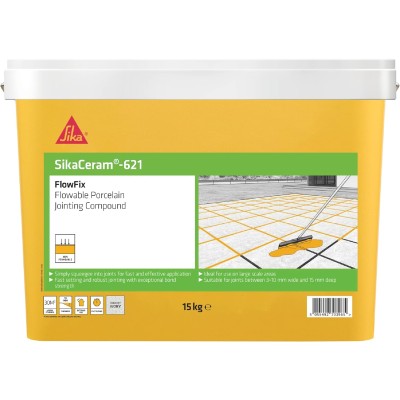 Sika SikaCeram 621 Flowfix IVORY Flowable Porcelain Paving Jointing Compound 15kg